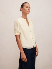 Forever New Yellow Leighton Short Sleeves Blouse - Image 4 of 5