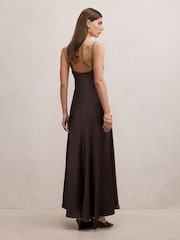 Forever New Brown Tilesha Satin Cowl Neck Slip Maxi Dress - Image 2 of 4