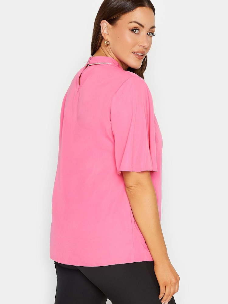 M&Co Pink Embellished Neck Keyhole Blouse - Image 2 of 4