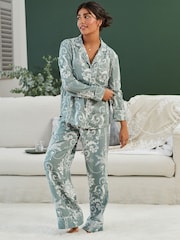 Laura Ashley Green Josette Button Through Pyjamas Set - Image 2 of 9