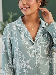 Laura Ashley Green Josette Button Through Pyjamas Set - Image 4 of 9