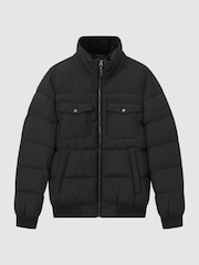 Reiss Black Mist Padded Faux Fur Coat - Image 2 of 5