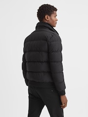 Reiss Black Mist Padded Faux Fur Coat - Image 5 of 5