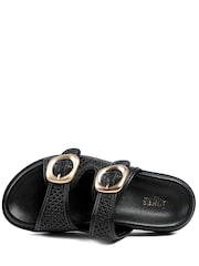 Jones Bootmaker Black Gisela Leather Dual Buckle Sandals - Image 4 of 6