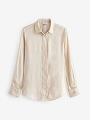 Champagne Gold Satin Long Sleeve Shirt - Image 6 of 7