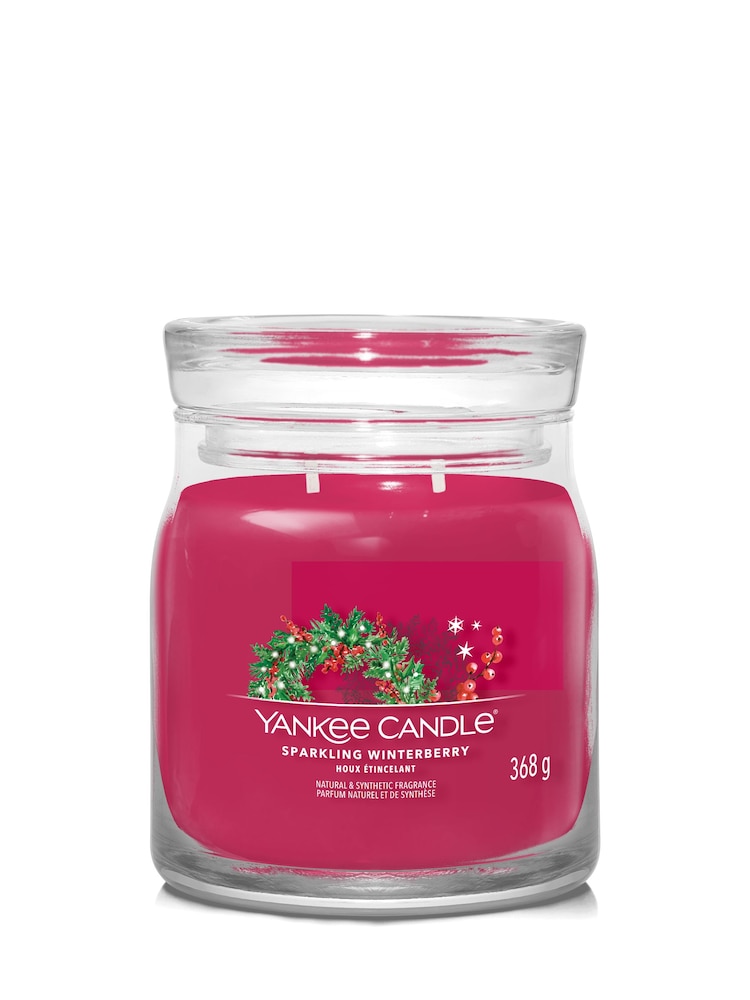 Yankee Candle Red Signature Medium Jar Sparkling Winterberry Scented Candle - Image 2 of 2