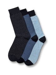 Charles Tyrwhitt Blue Micro Dash Cotton Rich Socks 3 Pack - Image 1 of 2