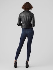 VERO MODA Black Cropped Faux Leather Biker Jacket - Image 2 of 5