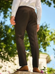 Brown Slim Fit Textured Wool Suit Trousers - Image 3 of 9
