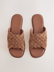 Tan Brown Standard/Wide Fit Forever Comfort® Weave Mule Sandals - Image 1 of 5