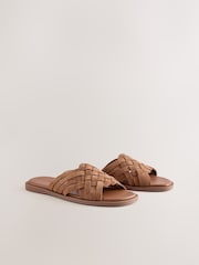 Tan Brown Standard/Wide Fit Forever Comfort® Weave Mule Sandals - Image 2 of 5
