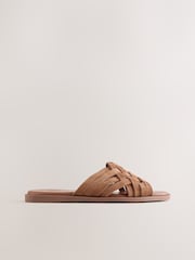 Tan Brown Standard/Wide Fit Forever Comfort® Weave Mule Sandals - Image 3 of 5