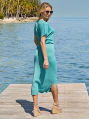 Sosandar Blue Sparkle Fine Knit Midaxi Dress - Image 3 of 5