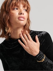 Superdry Black 100% Cotton Velvet Long Sleeved Mini Dress - Image 6 of 8