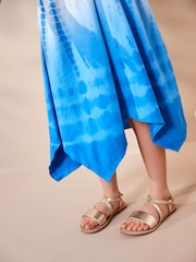 Blau/Weiß Echte Knüpfbatik - Jersey-Kleid mit Neckholder (3 bis 16 Jahre) - Bild 4 von 8