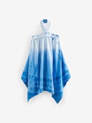 Blau/Weiß Echte Knüpfbatik - Jersey-Kleid mit Neckholder (3 bis 16 Jahre) - Bild 6 von 8