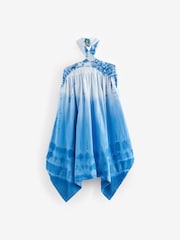 Blau/Weiß Echte Knüpfbatik - Jersey-Kleid mit Neckholder (3 bis 16 Jahre) - Bild 7 von 8