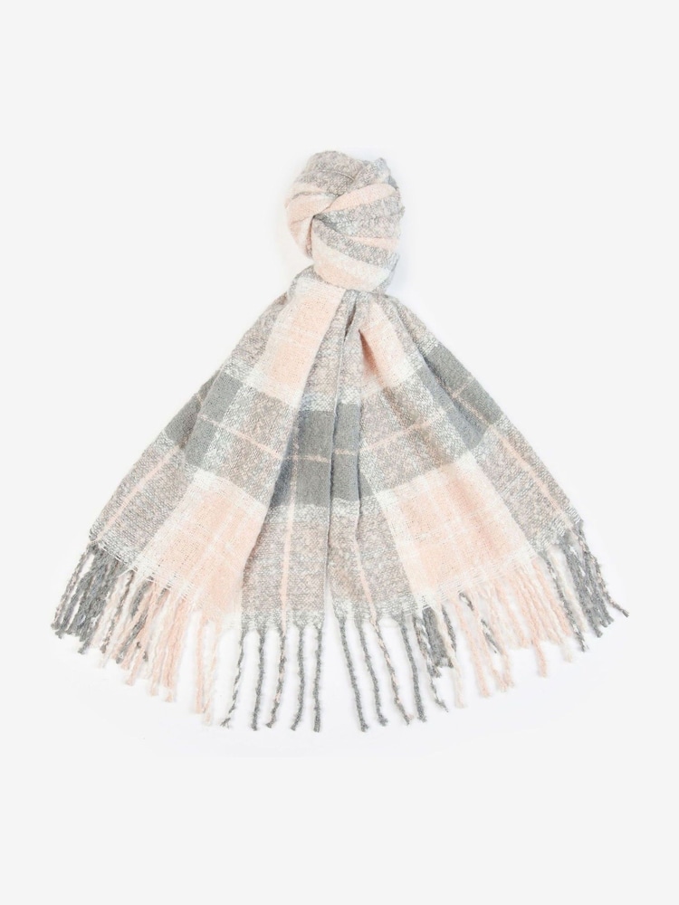 Barbour® Grey Saltburn Knit Beanie Hat and Chunky Tartan Scarf Boxed Gift Set - Image 2 of 6 Barbour® Grey Saltburn Knit Beanie Hat and Chunky Tartan Scarf Boxed Gift Set - Image 2 of 6