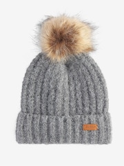 Barbour® Grey Saltburn Knit Beanie Hat and Chunky Tartan Scarf Boxed Gift Set - Image 3 of 6
