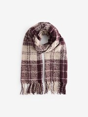 Barbour® Burgundy Red Saltburn Knit Beanie Hat and Chunky Tartan Scarf Boxed Gift Set - Image 4 of 4