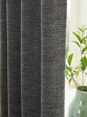 Charcoal Grey Bouclé Textured Lined Curtains - Image 3 of 6