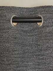 Charcoal Grey Bouclé Textured Lined Curtains - Image 5 of 6