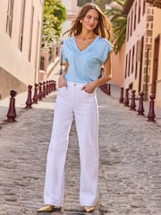 Sosandar Blue V-Neck Utility T-Shirt - Image 2 of 5