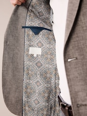 Brown Slim Fit Textured Linen Blend Blazer - Image 11 of 11