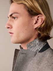 Brown Slim Fit Textured Linen Blend Blazer - Image 5 of 11