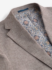Brown Slim Fit Textured Linen Blend Blazer - Image 8 of 11