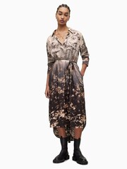 AllSaints Brown Ombre Eva Gaia Short Sleeve Dress - Image 1 of 5