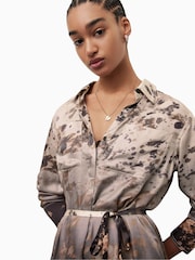 AllSaints Brown Ombre Eva Gaia Short Sleeve Dress - Image 4 of 5