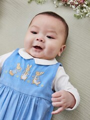 JoJo Maman Bébé Blue 2-Piece Peter Rabbit Embroidered Dungarees & Bodysuit Set - Image 2 of 7