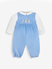 JoJo Maman Bébé Blue 2-Piece Peter Rabbit Embroidered Dungarees & Bodysuit Set - Image 3 of 7
