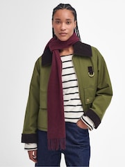Barbour® Burgundy Red Lambswool Woven Scarf - Image 1 of 5