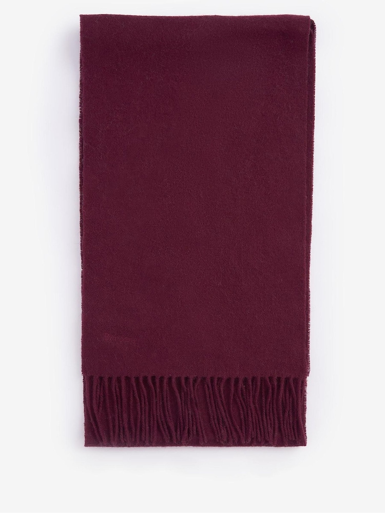 Barbour® Burgundy Red Lambswool Woven Scarf - Image 5 of 5