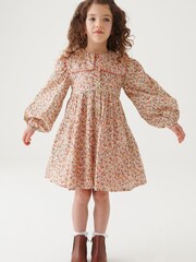 Laura Ashley Orange Long Sleeve Ditsy Square Collar Dress - Image 1 of 7
