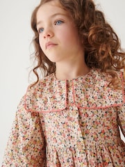 Laura Ashley Orange Long Sleeve Ditsy Square Collar Dress - Image 2 of 7