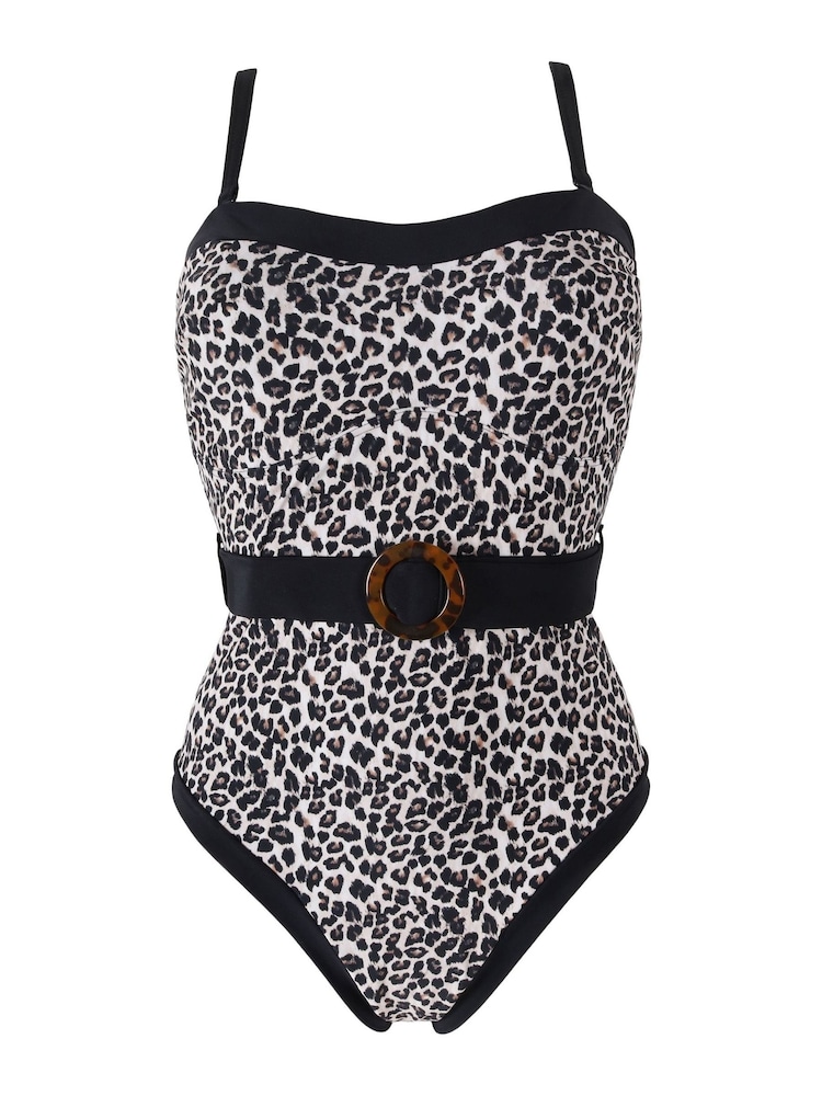 Pour Moi Black Removable Straps Belted Control Swimsuit - Image 4 of 4