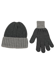 Totes Grey Mens Chunky Knitted Winter Hat and Gloves Set - Image 2 of 4