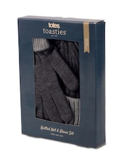 Totes Grey Mens Chunky Knitted Winter Hat and Gloves Set - Image 4 of 4