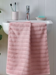 Pink Ribbed Towel with 100% Cotton - Image 5 of 7