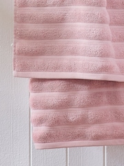 Pink Ribbed Towel with 100% Cotton - Image 6 of 7