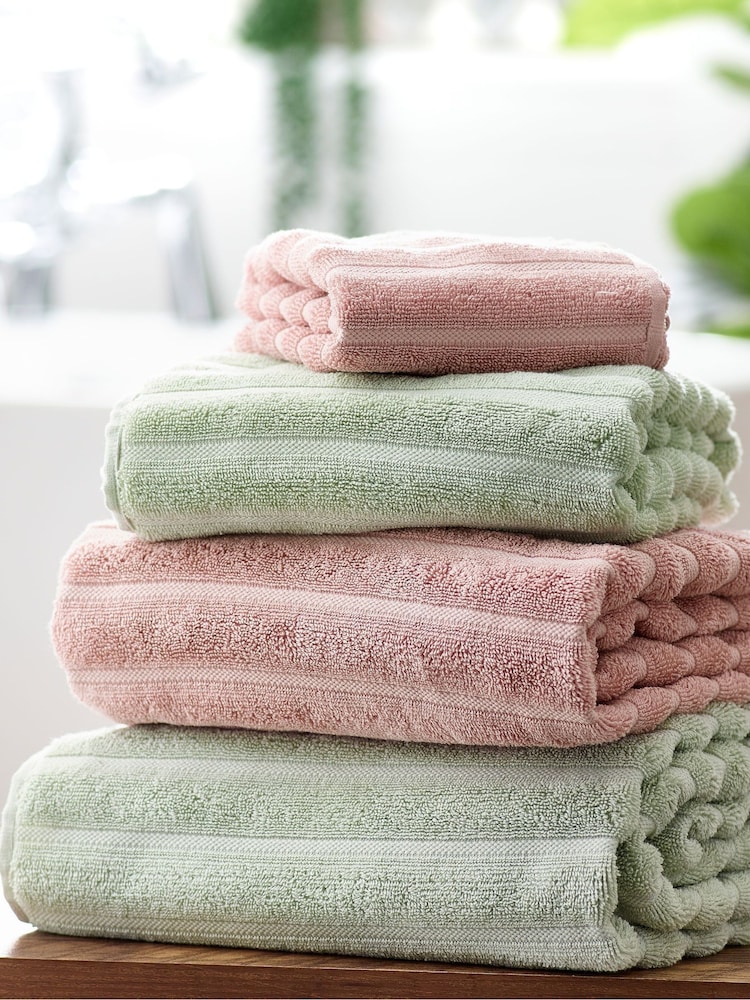 Pink Ribbed Towel with 100% Cotton - Image 7 of 7