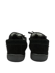 Dunlop Black Mens Real Suede Full Moccasin Slippers - Image 3 of 5