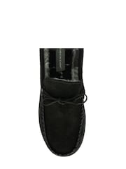 Dunlop Black Mens Real Suede Full Moccasin Slippers - Image 5 of 5