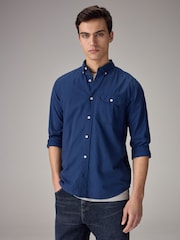 Dark Blue Soft Touch Long Sleeve 100% Cotton Oxford Shirt - Image 1 of 8