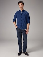 Dark Blue Soft Touch Long Sleeve 100% Cotton Oxford Shirt - Image 2 of 8