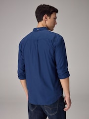 Dark Blue Soft Touch Long Sleeve 100% Cotton Oxford Shirt - Image 3 of 8