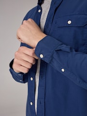 Dark Blue Soft Touch Long Sleeve 100% Cotton Oxford Shirt - Image 4 of 8
